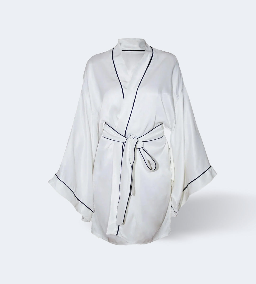 Silk-Satin Kimono Robes for Beauty Sleep White + Sleep Mask Black