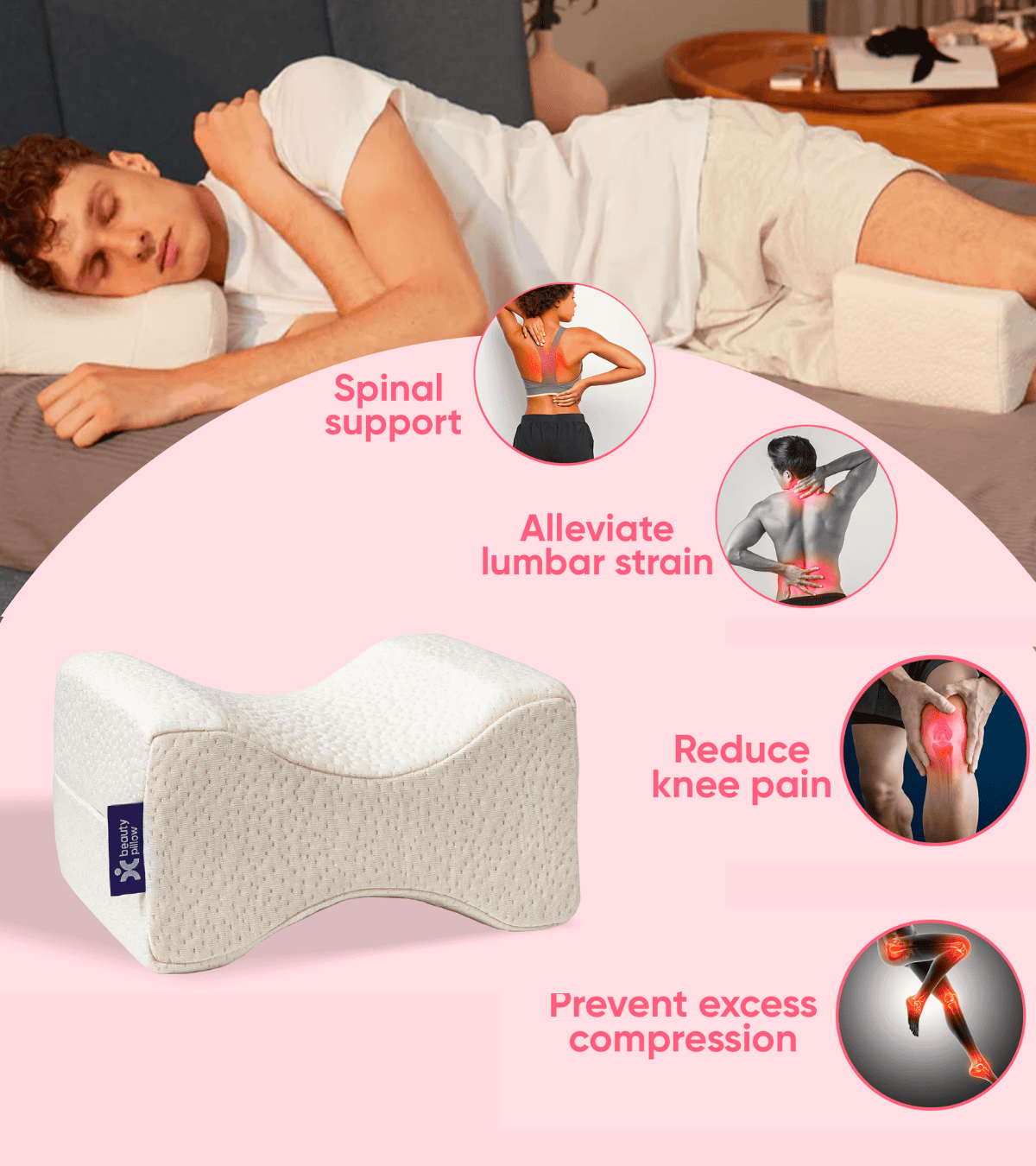 Knee Pillow, Between Knee Pillow for Sleeping on Side - Beauty