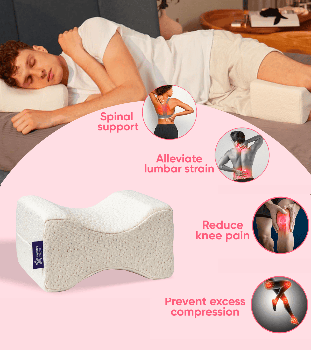 Knee Pillow, Between Knee Pillow for Sleeping on Side - Beauty Pillow