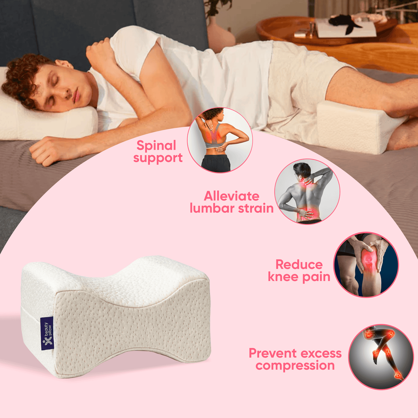 Beauty Pillow Skinplus + Chest Pillow Beige + Knee Support Pillow