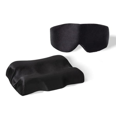 Antifaz para dormir negro + Funda de almohada de seda negra para Beauty Pillow